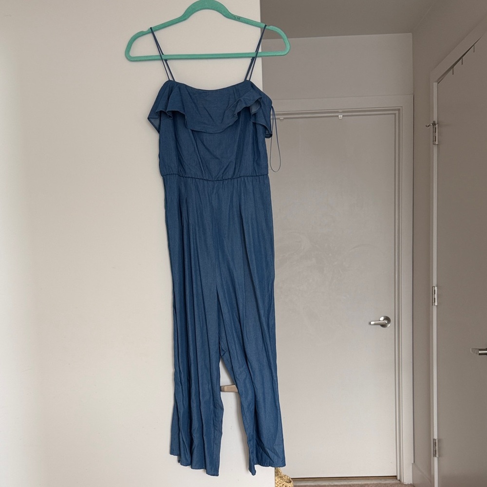 Elegant Blue Ruffle Jumpsuit